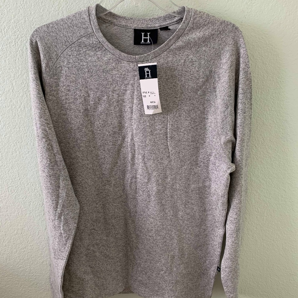 NEW Hilfiger Men's Long Sleeve Shirt Heather Gray